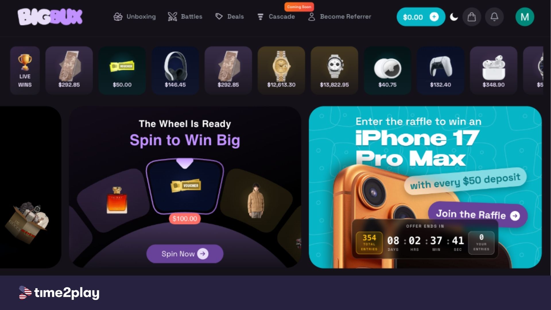 BigBux account view screenshot