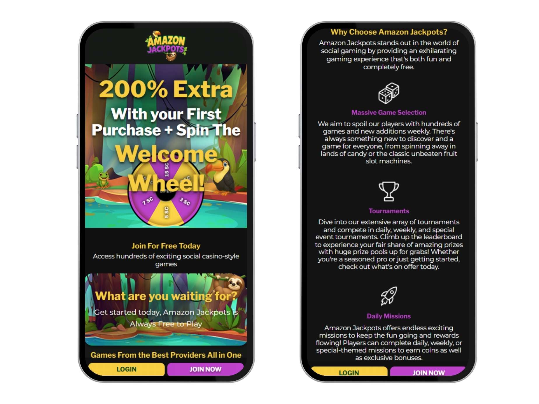 Amazon Jackpots mobile homepage