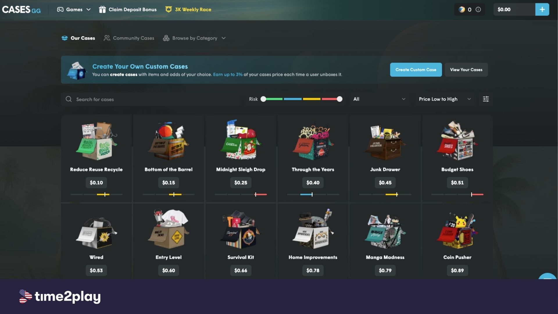 Cases.gg list of boxes