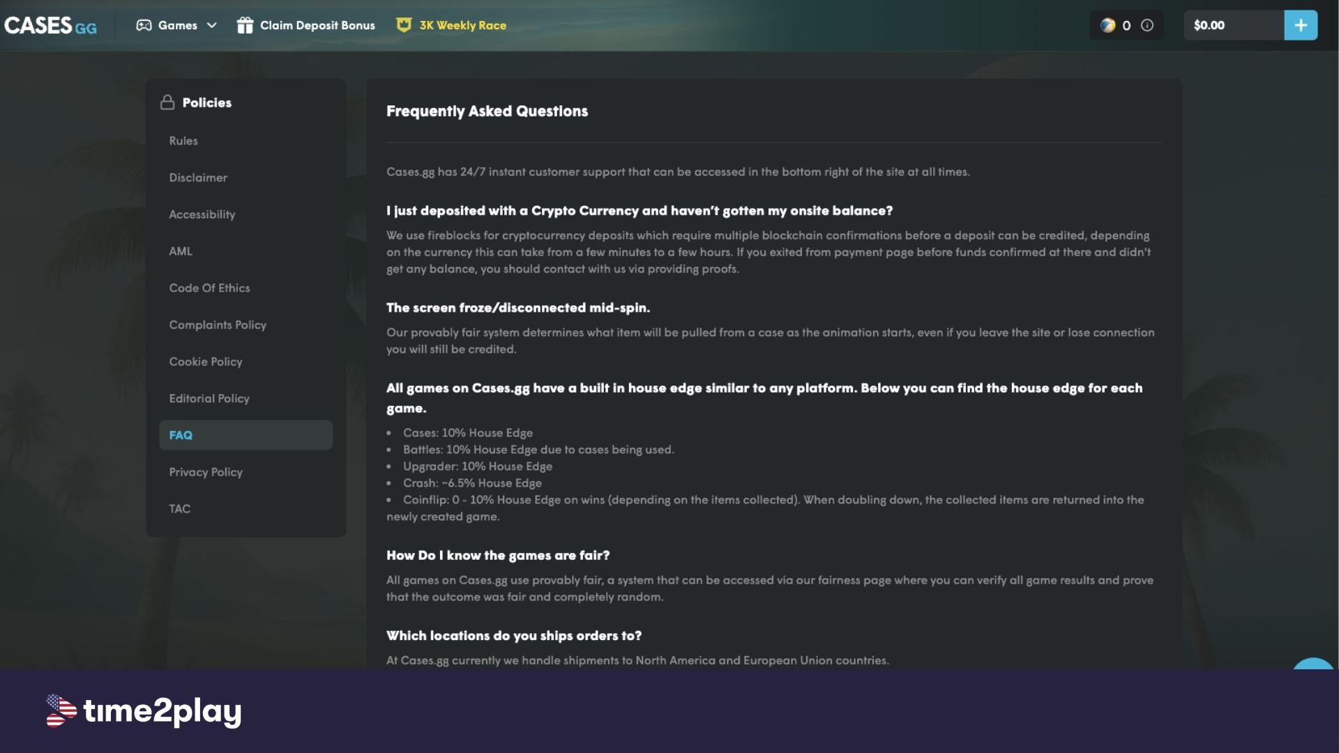 Cases.gg FAQ page