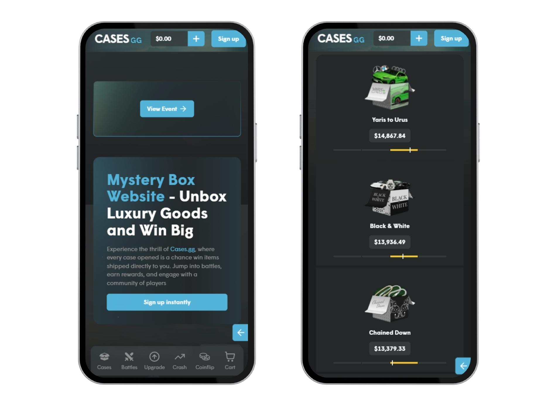 Cases.gg mobile browser screenshots