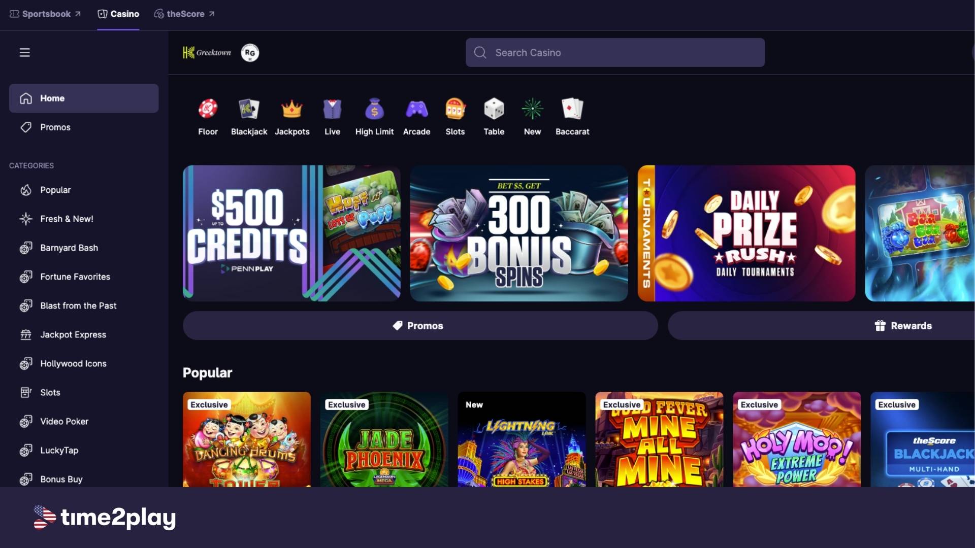 Hollywood Casino homepage screenshot