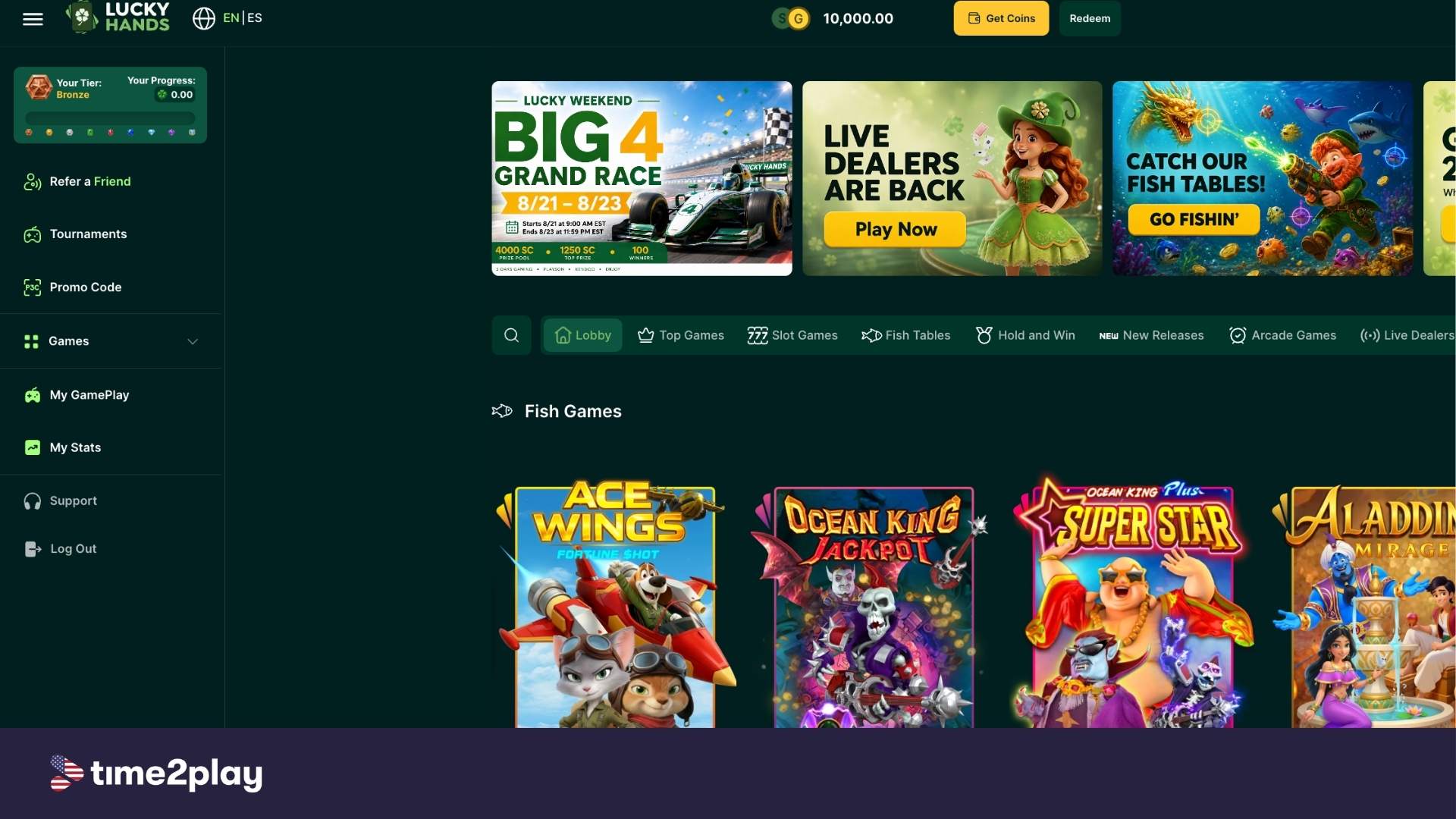 Lucky Hands homepage screenshot