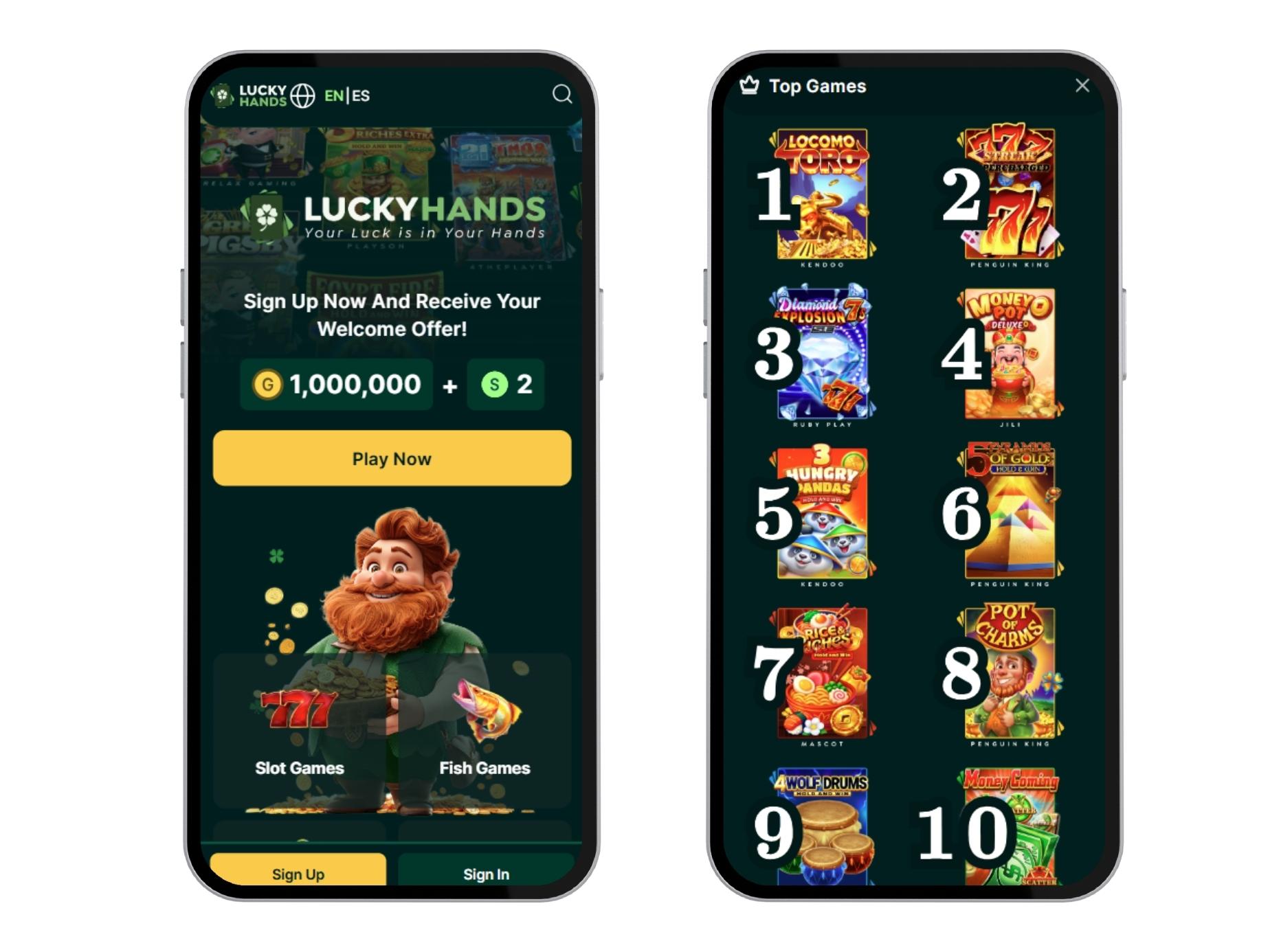 Lucky Hands mobile PWA screenshot