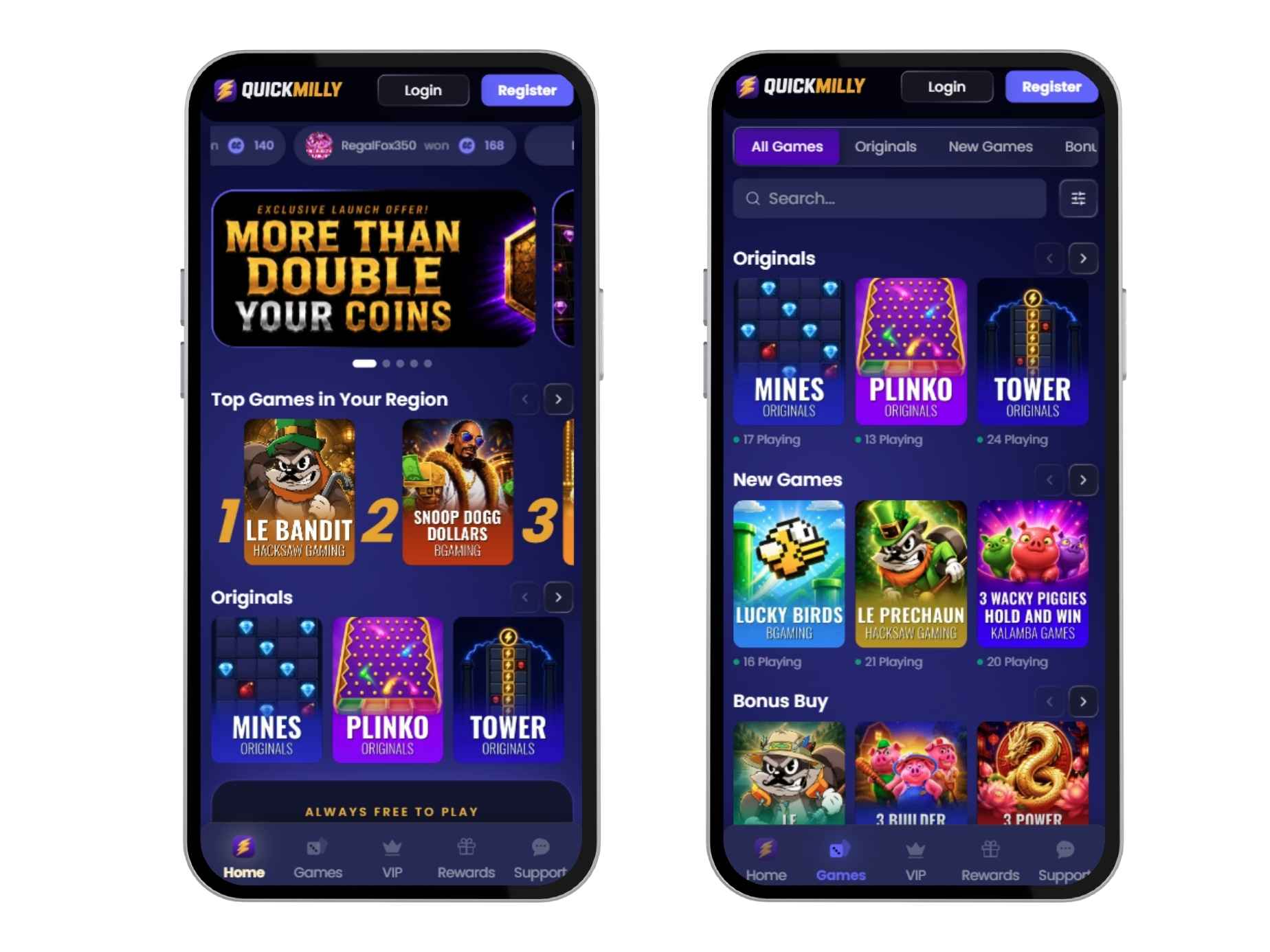 QuickMilly mobile screenshots