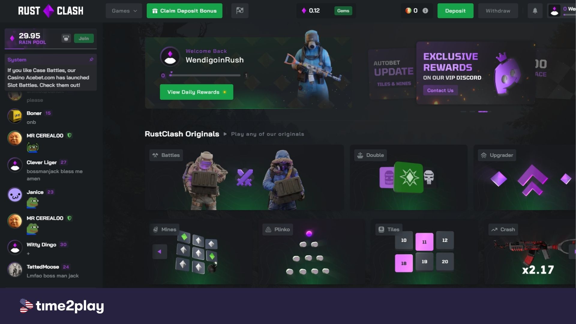RustClash homepage screenshot