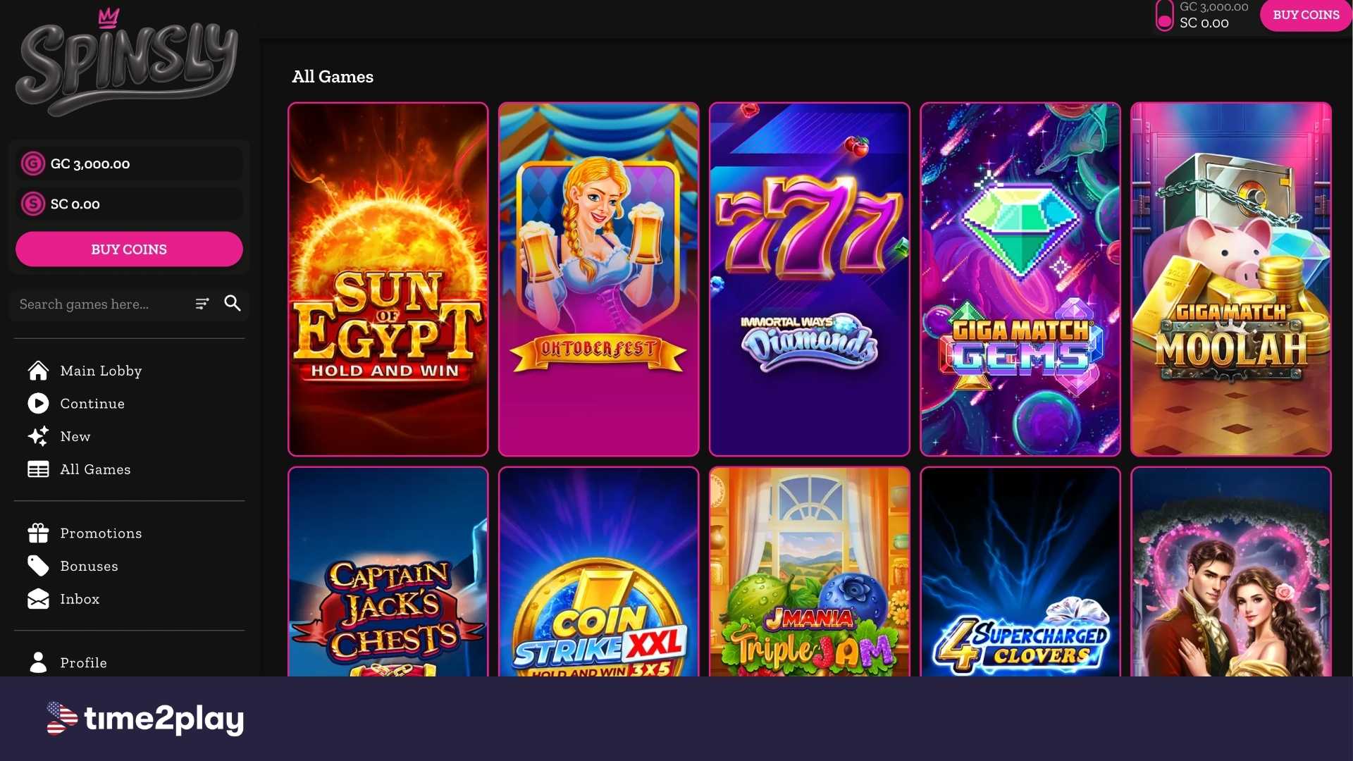 Spinsly games library