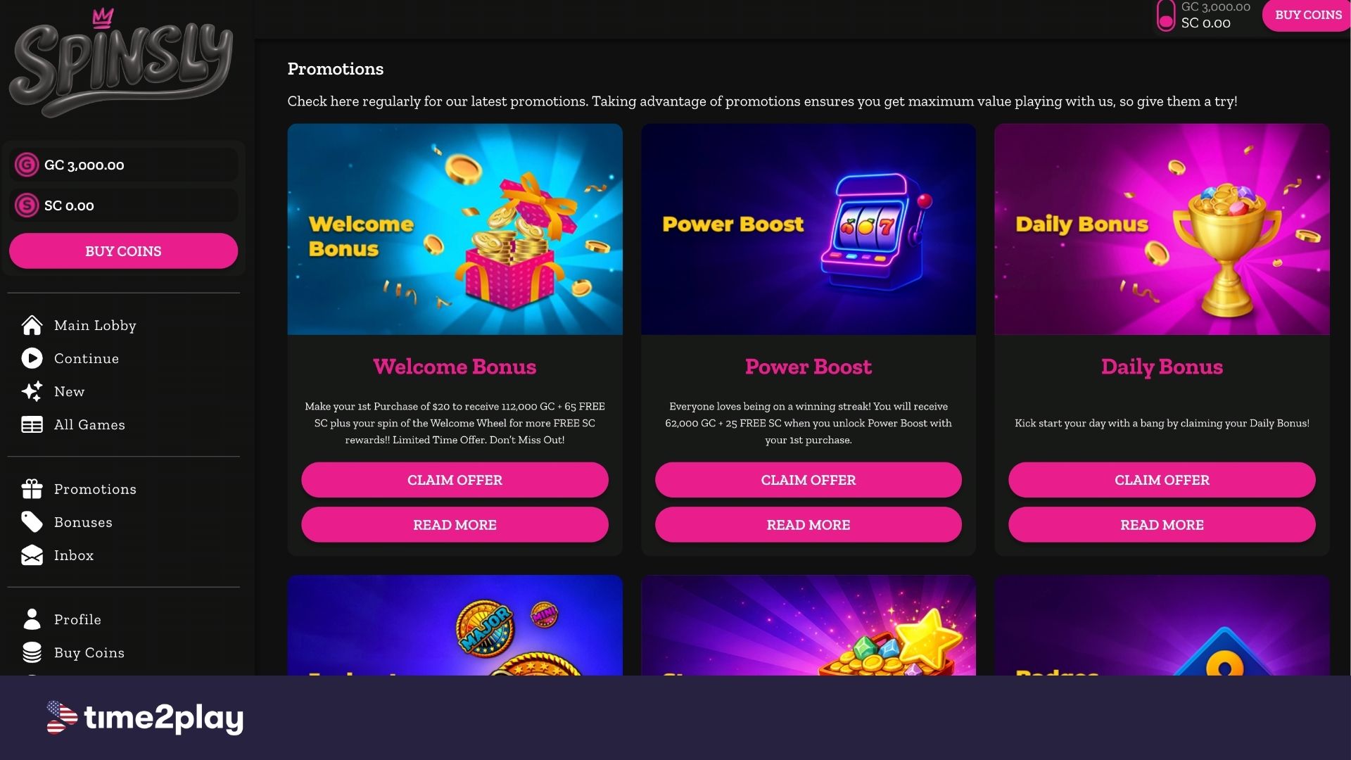 Spinsly promos screenshot