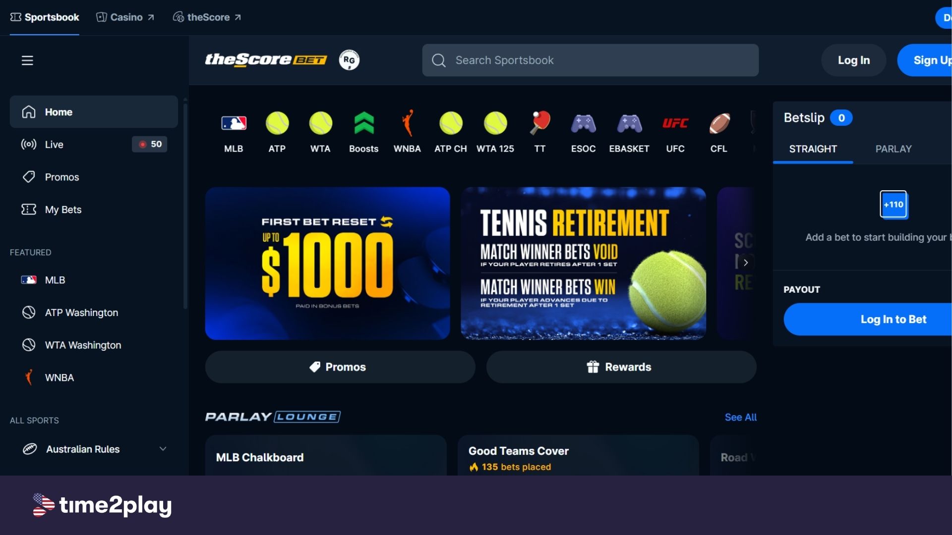 theScore Bet homepage screenshot