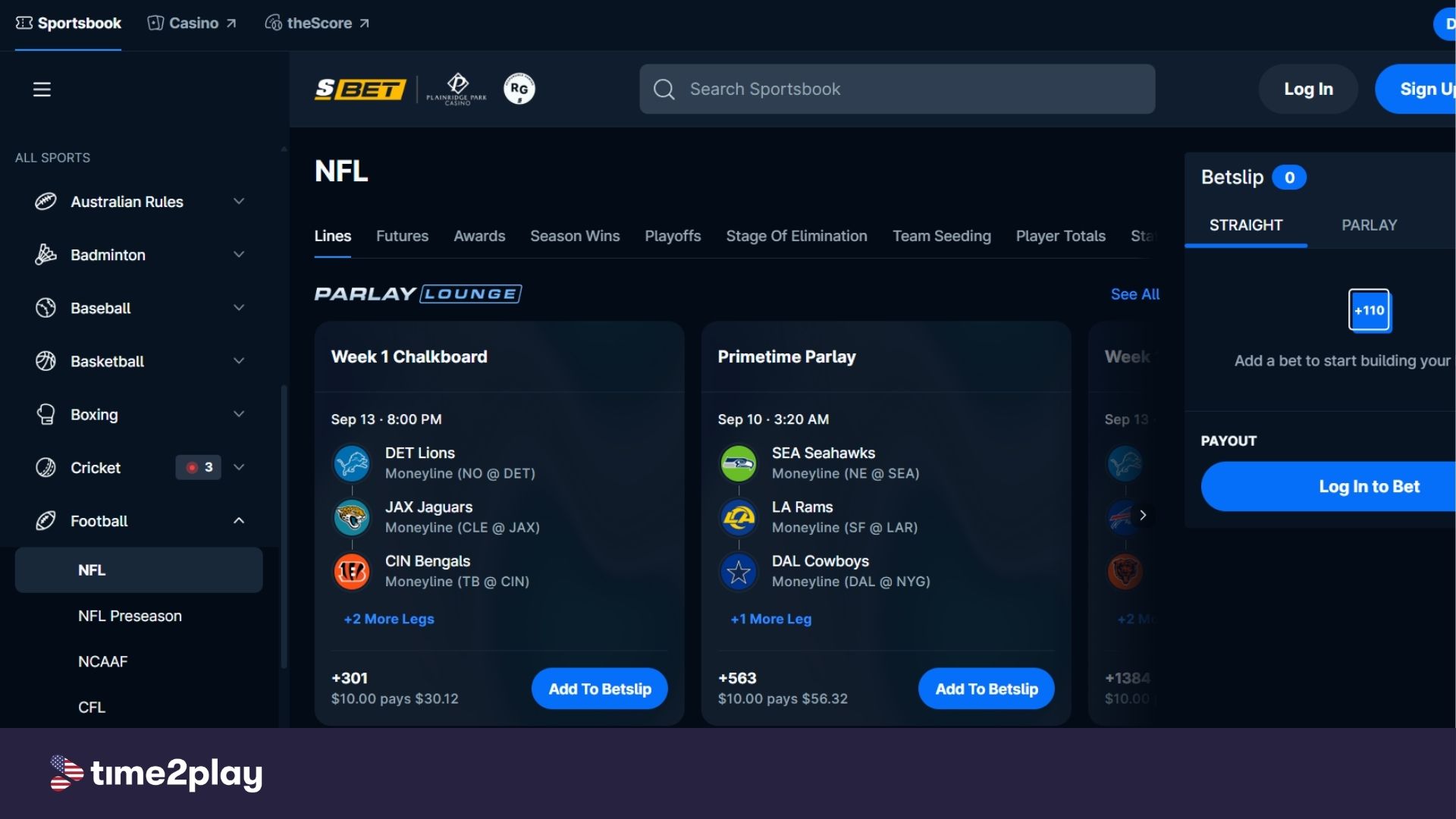 theScore Bet NFL markets