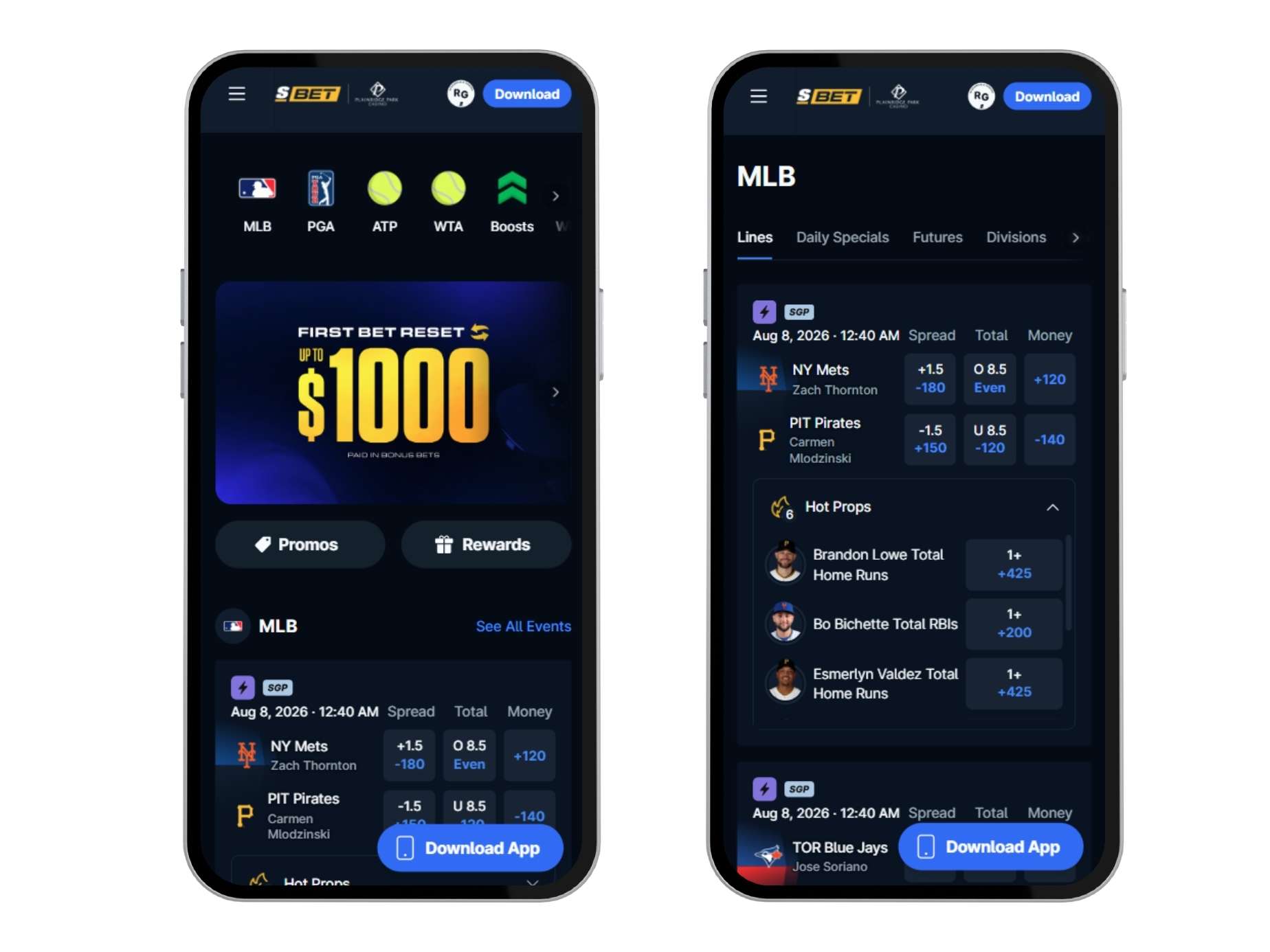 theScore Bet on two mobile devices