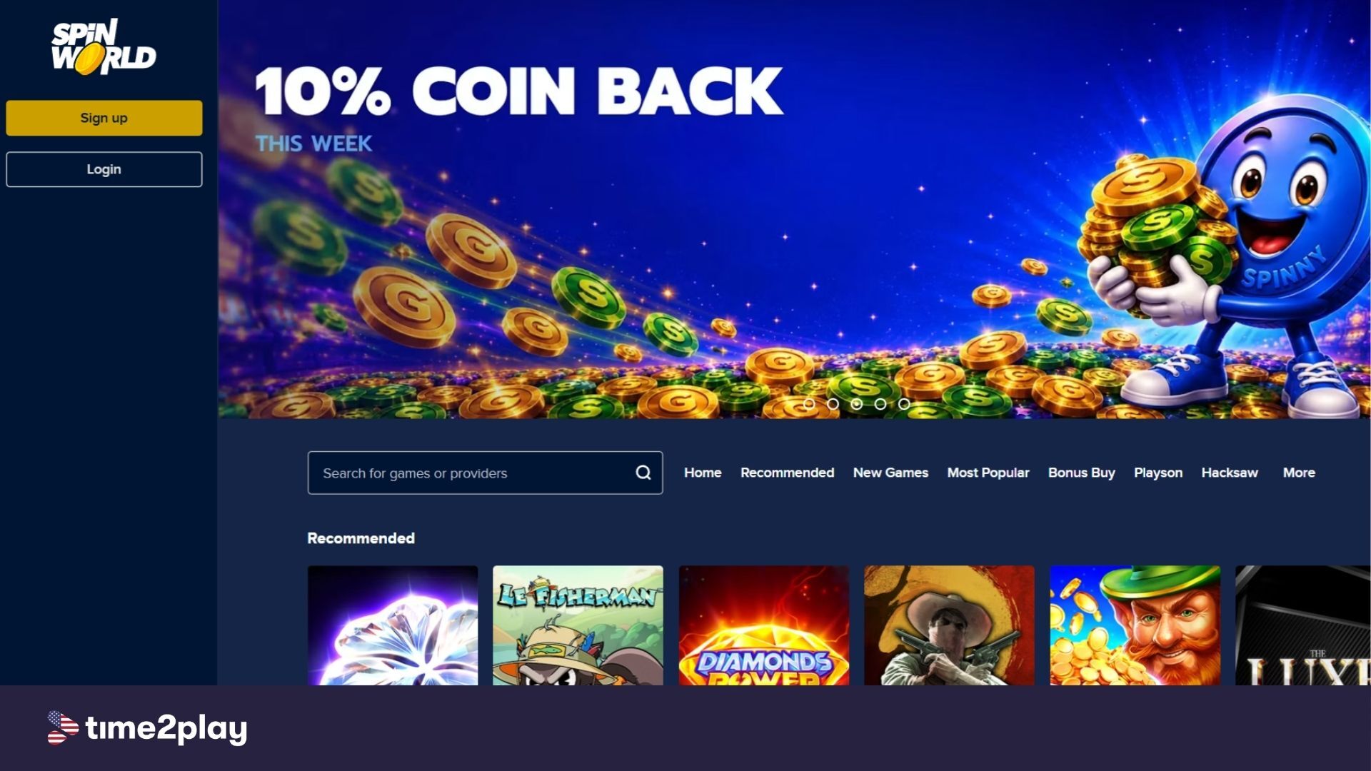 Spin World homepage