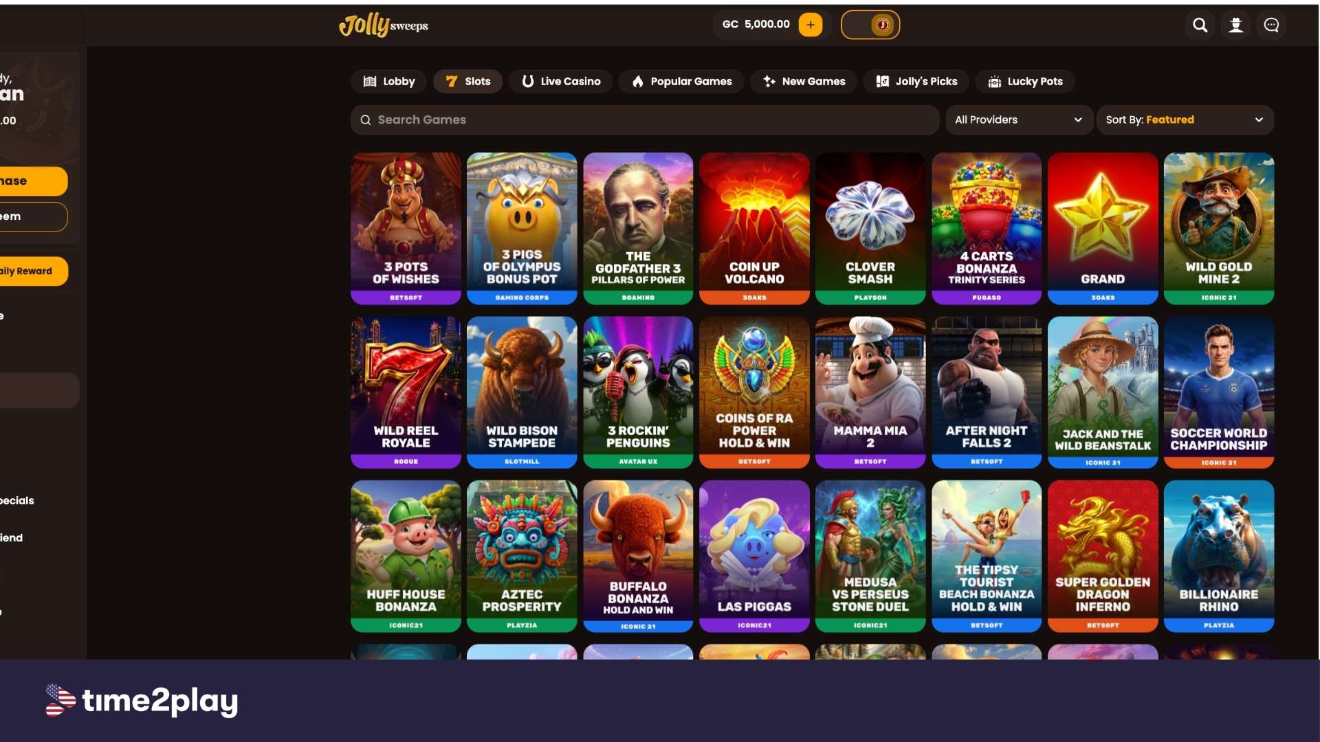 Jolly Sweeps casino games library