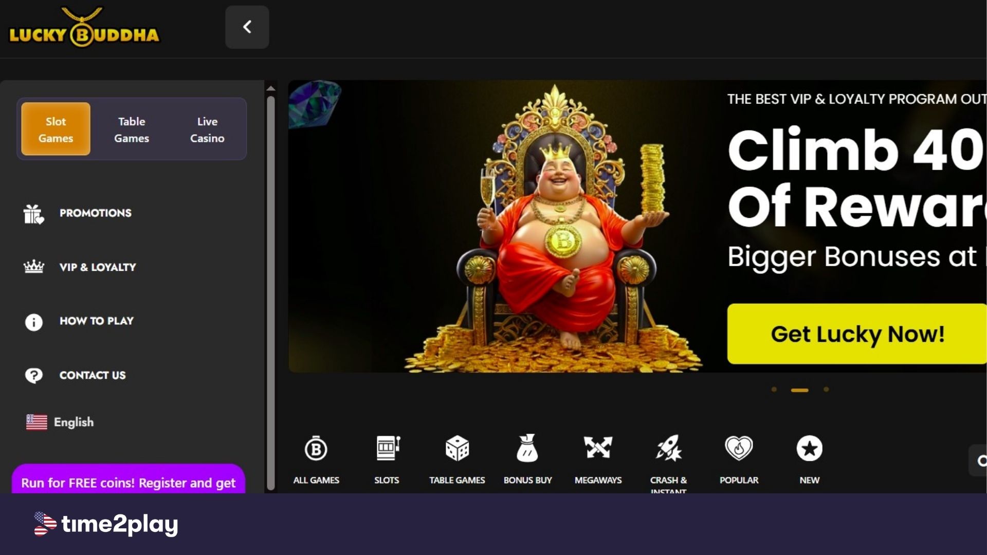 Lucky Buddha homepage screenshot