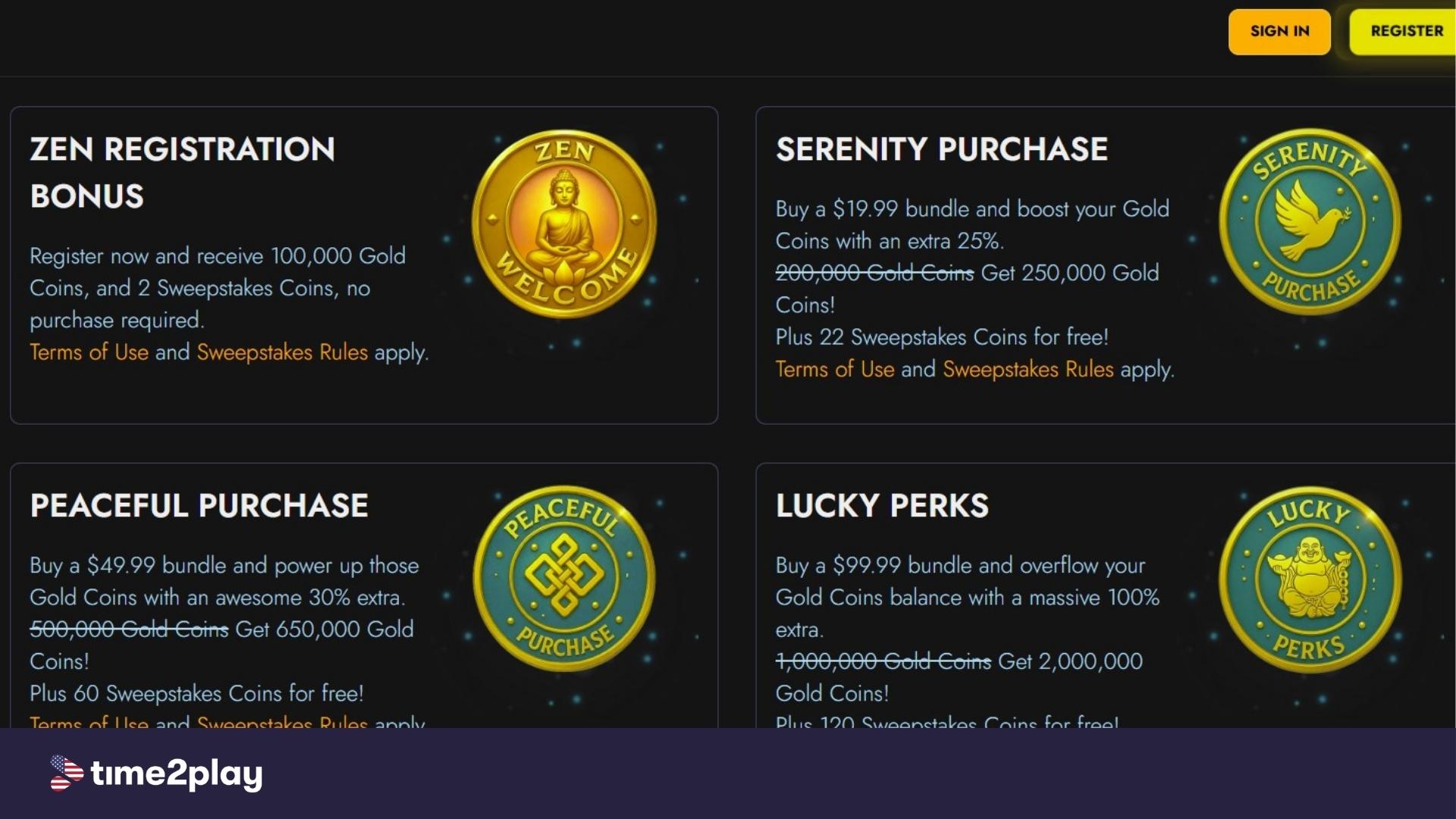 Lucky Buddha available promos