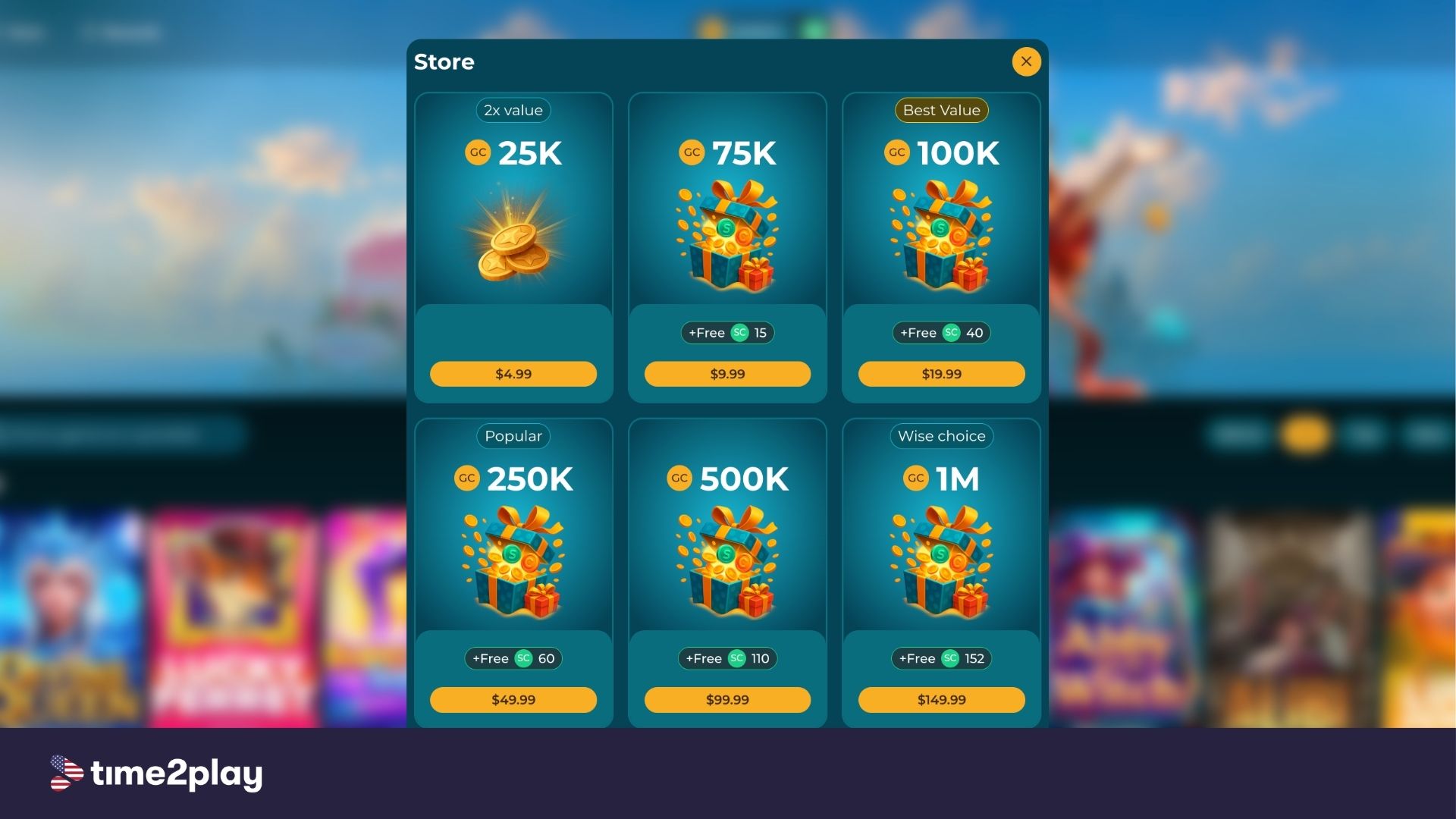 Wisespin available coin packages