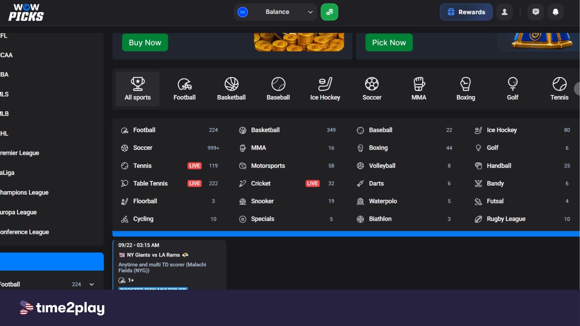 WOW Picks sports and markets