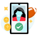A player account and reviews on a mobile phone