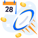 Rugby ball on a calendar