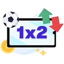 An up and down arrows next to a 1x2 betting line