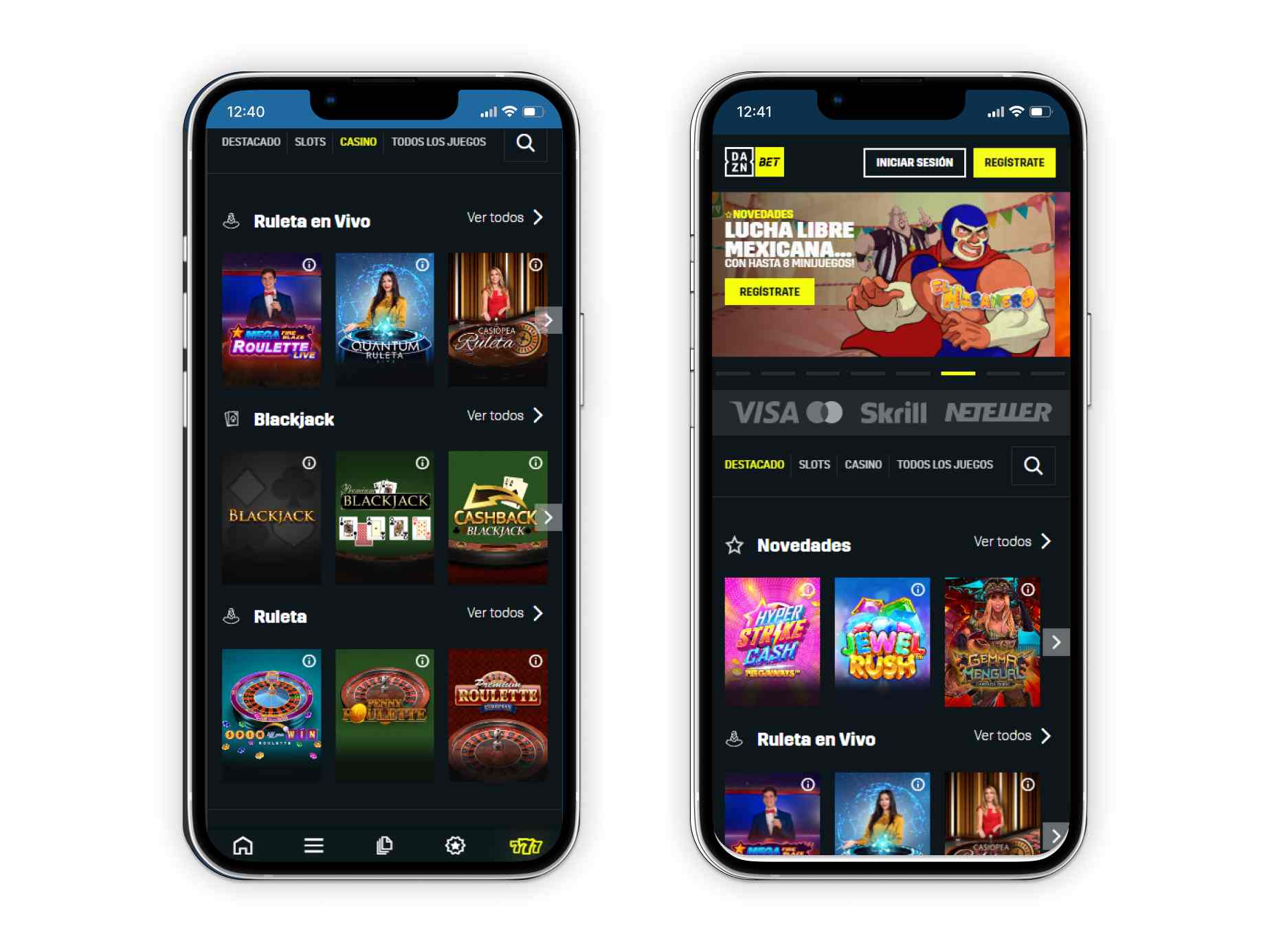 DAZN Bet casino online app y móvil