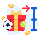 Un pacco regalo e un pallone da calcio con un misuratore