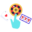 Una carta da gioco, una roulette e una slot machine