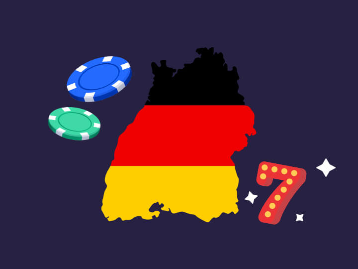 La stilizzazione della Germania, con la bandiera, delle fiche e il numero sette