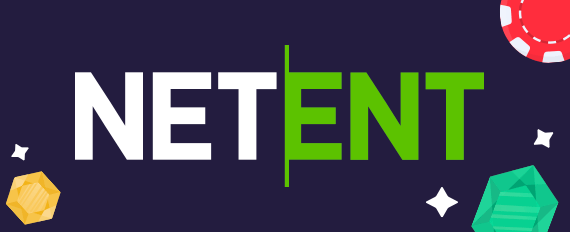 Il logo di NetEnt e dei simboli di casinò (diamanti, fiche) e sport (un pallone da calcio)