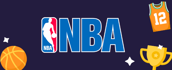 Il logo della NBA, torneo proposto dai siti scommesse basket, una palla da basket, una divisa da gioco e un trofeo