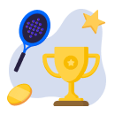 Una racchetta da padel e un trofeo
