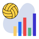 Un pallone da pallanuoto e un grafico di statistiche
