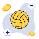 Un pallone da pallanuoto e delle monete