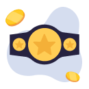 Una cintura da boxe e delle monete