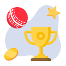 Una pallina da cricket, un trofeo e una stella