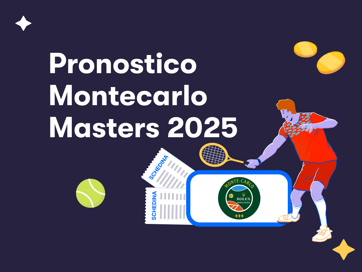 Pronostico Montecarlo Masters 2025, un tennista in azione e il logo del torneo