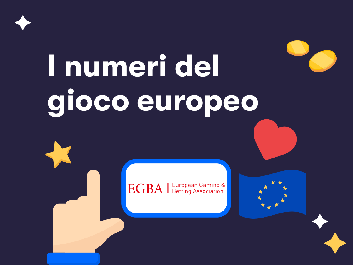 I numeri del gioco europeo, il logo dell'EGBA, la bandiera dell'Unione Europea, una mano, un cuore e una stella