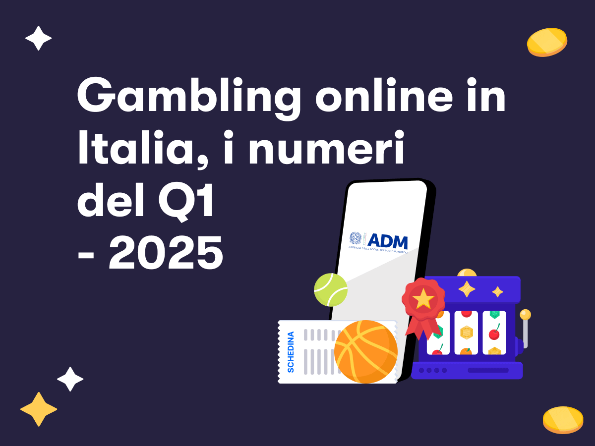 Il logo di ADM, una slot, una schedina scommesse, una coccarda, palle da tennis e da basket e delle fiche