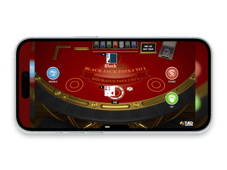 Blackjack Single Hand su app mobile