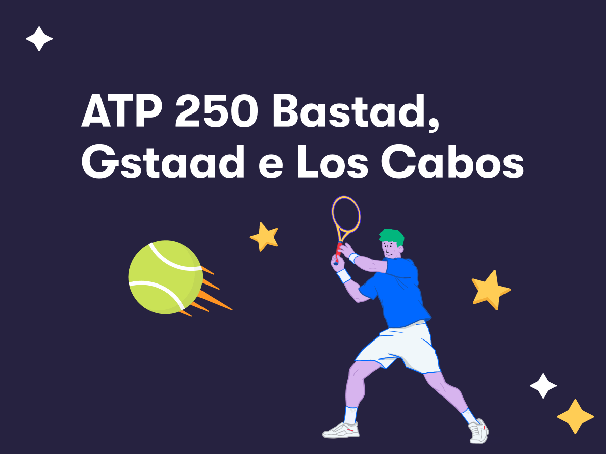 ATP 250 Bastad, Gstaad e Los Cabos, un tennista in azione, una pallina da tennis