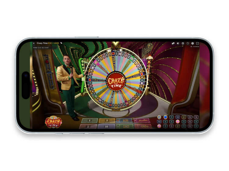 Il game show Crazy Time su mobile