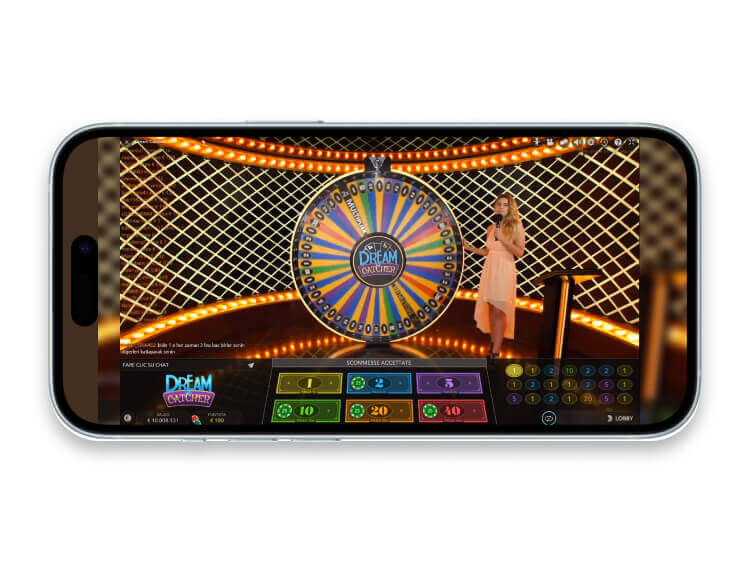 Il game show Dream Catcher su mobile