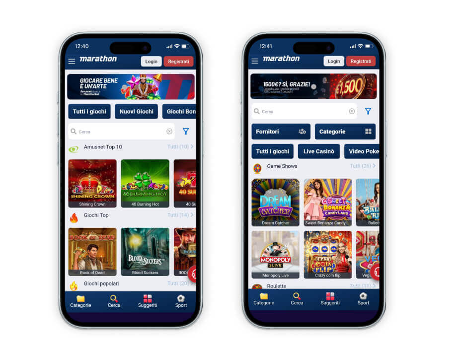 Il casinò mobile di Marathonbet