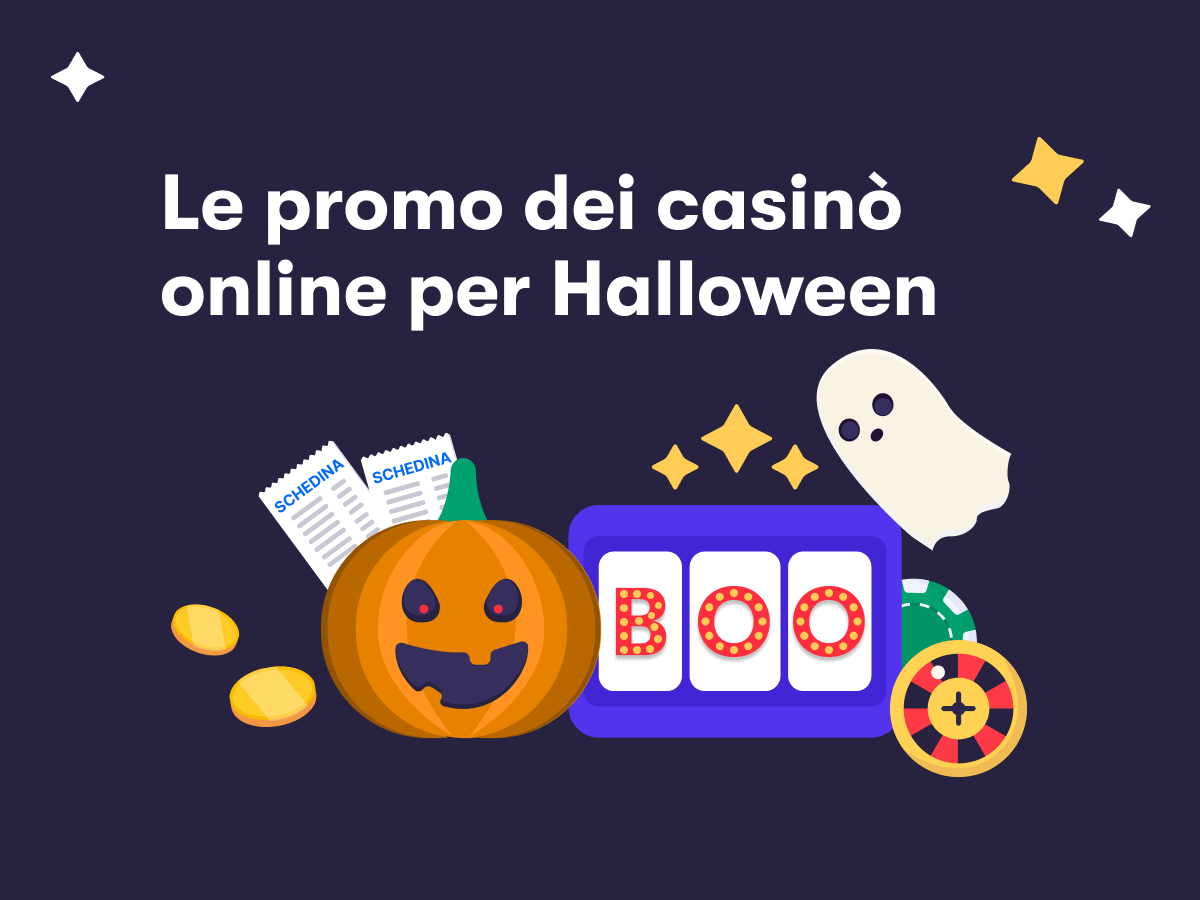 Una roulette, una slot, delle fiche e due schedine, una zucca e un fantasmino