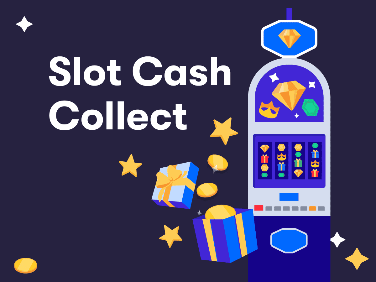 Slot Cash Collect, un pacco regalo, delle monete d'oro, una slot machine
