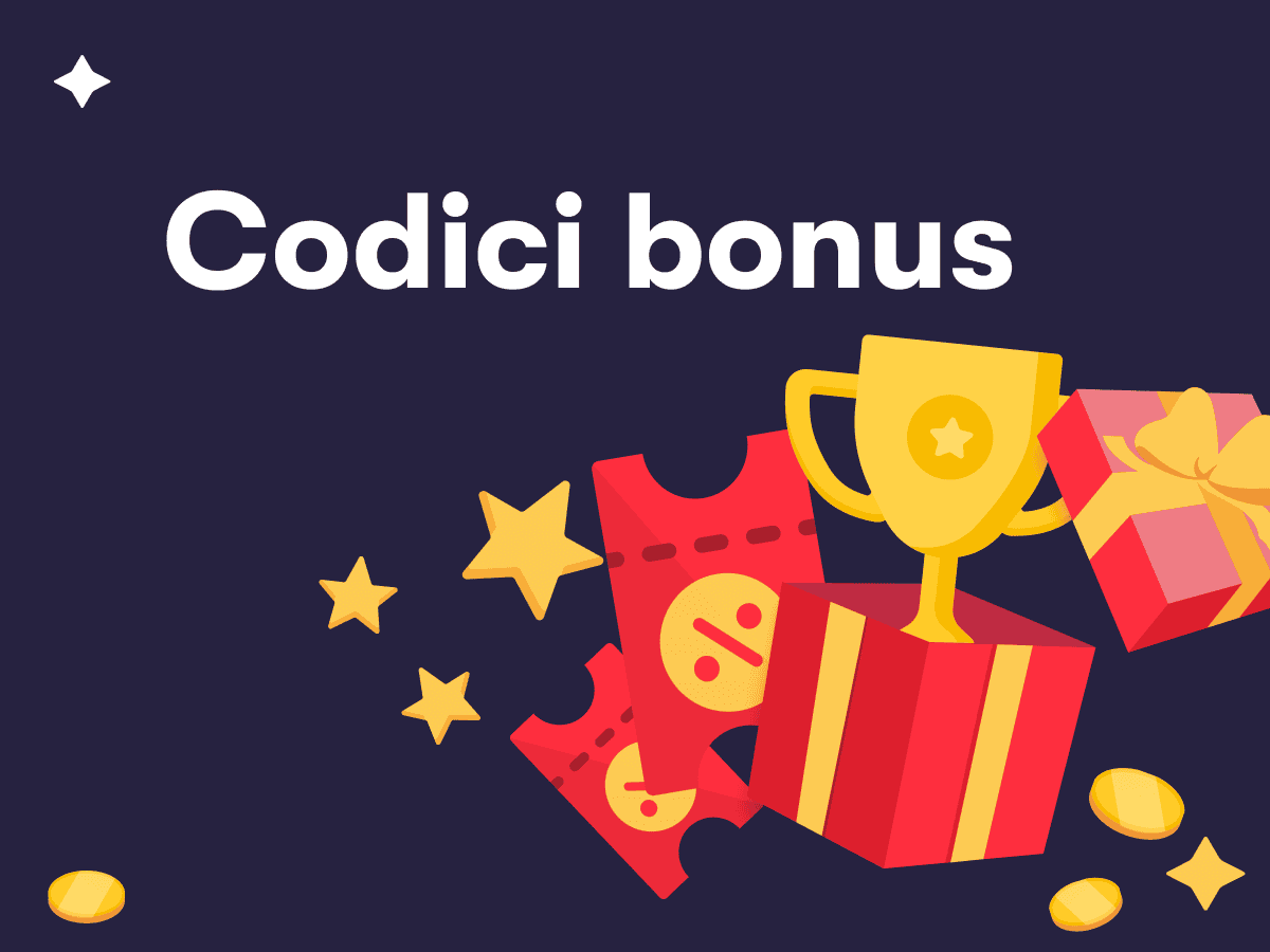 Codici bonus casinò, un trofeo, un pacco regalo, dei coupon