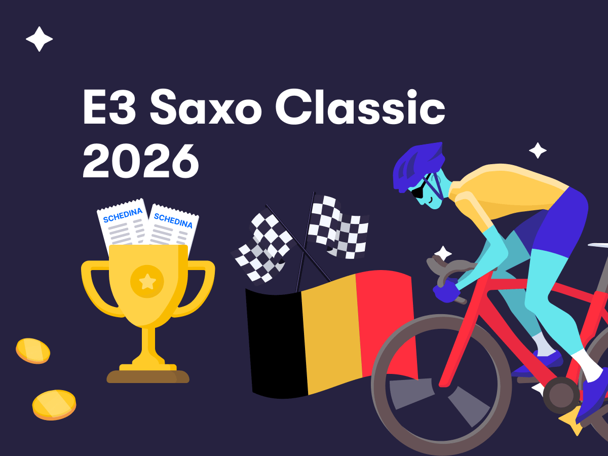 E3 Saxo Classic 2026, un trofeo, la bandiera del Belgio, un ciclista in azione