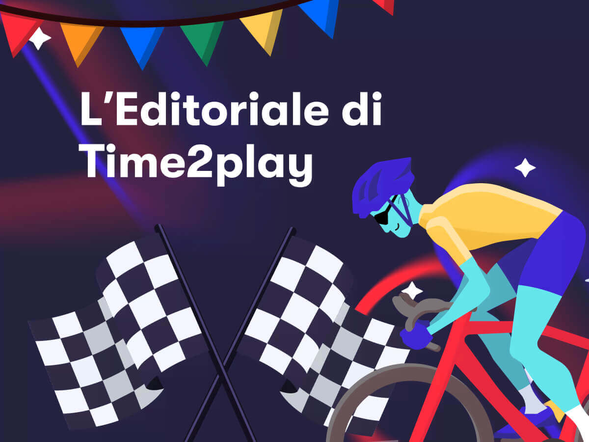 L'editoriale di Time2play, un ciclista, delle bandierine