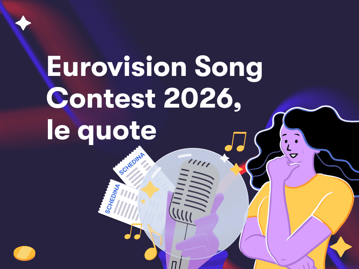 Eurovision Song Contest 2026, le quote: una ragazza con un microfono, delle note musicali e due schedine
