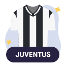 Una maglia da calcio stilizzata con i colori della Juventus